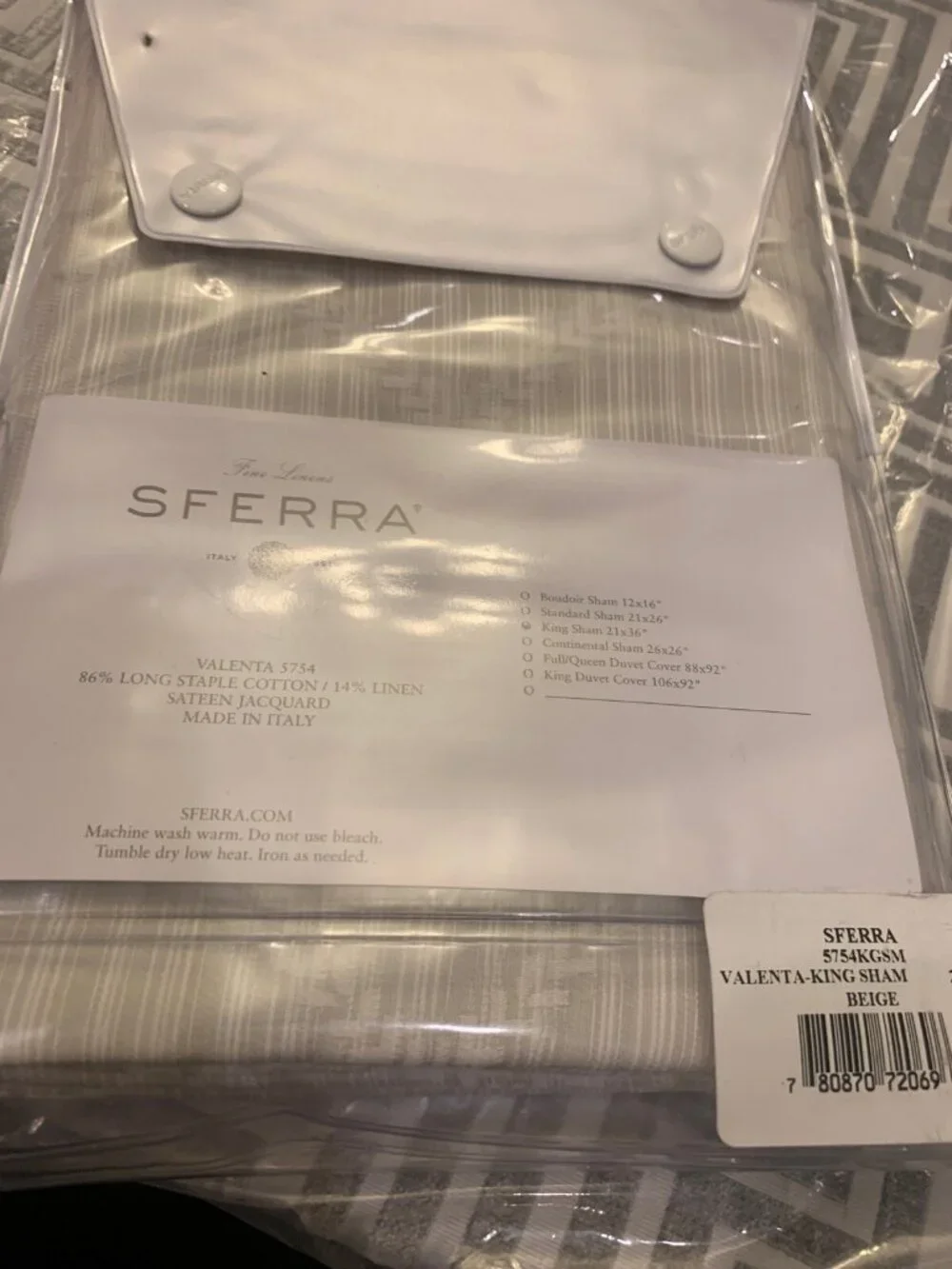 Sferra Valenta King Sham Beige Sateen Jacquard